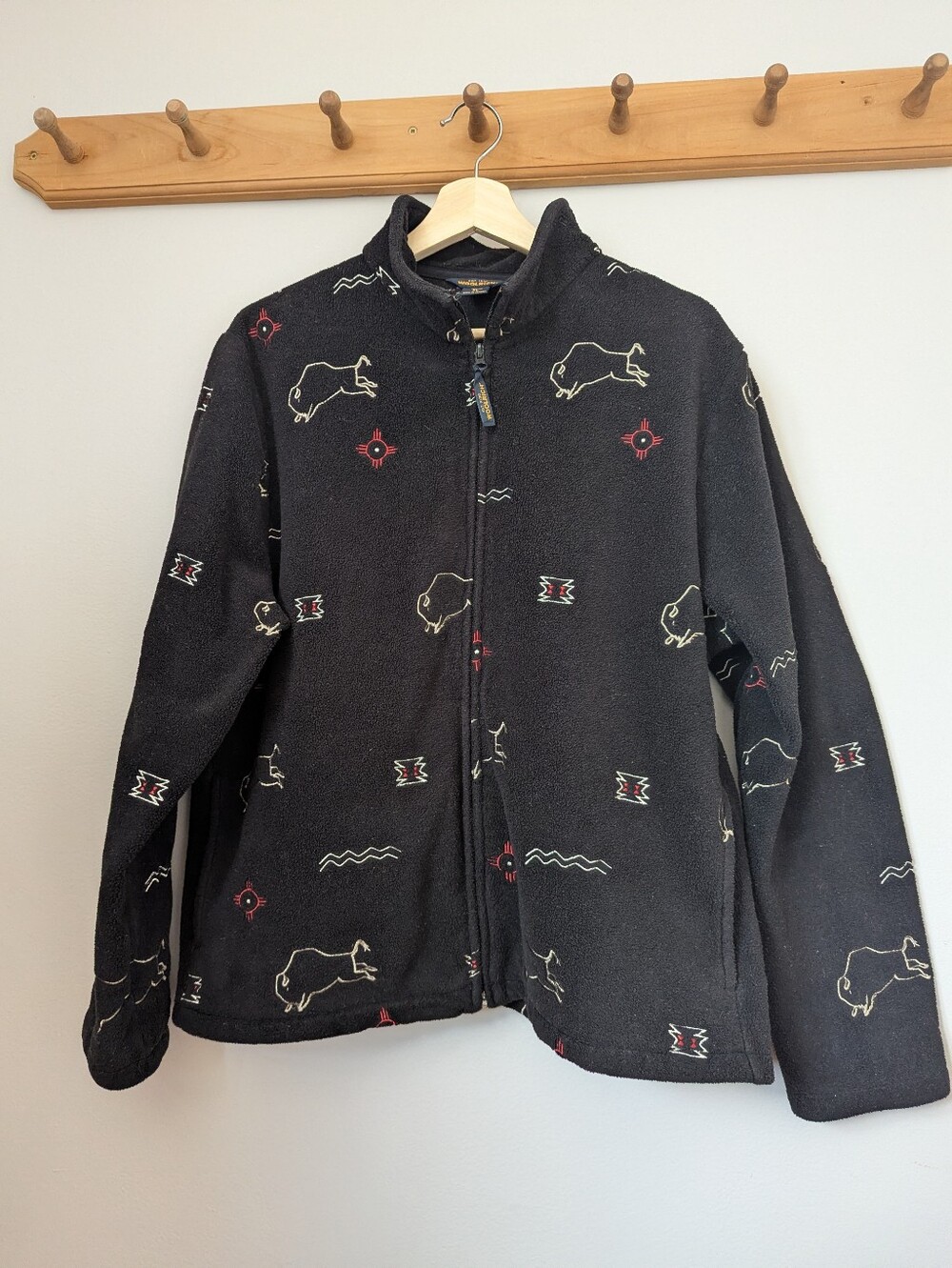 Woolrich Black Aztec Full-Zip Fleece Jacket